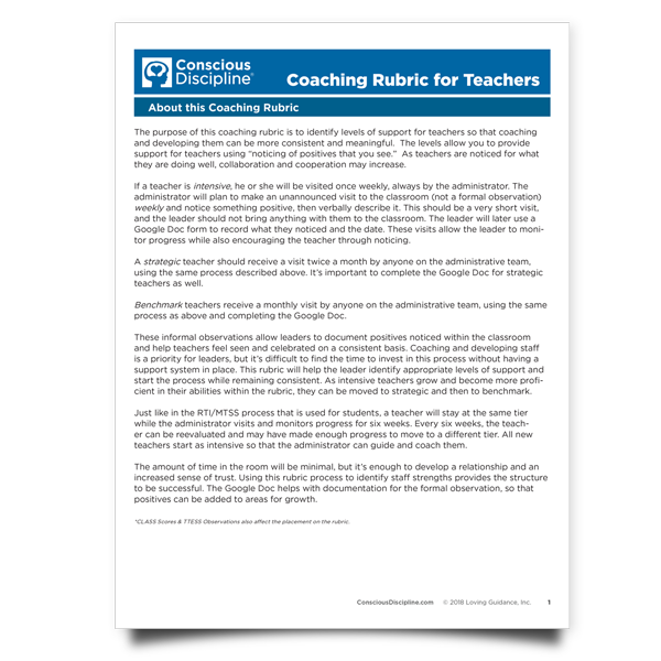 Coaching Rubric for Teachers