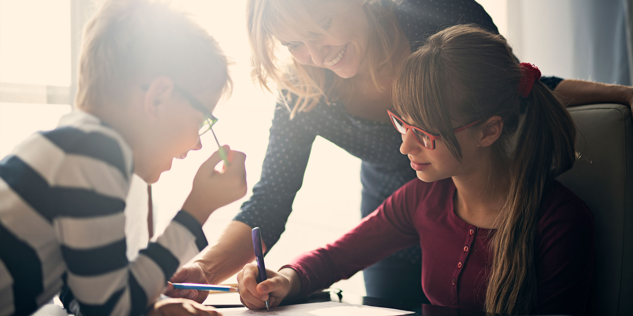Mom Helping with Kids Homework