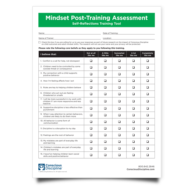 Mindset Post-Training Assessment Self-Reflections Training Tool