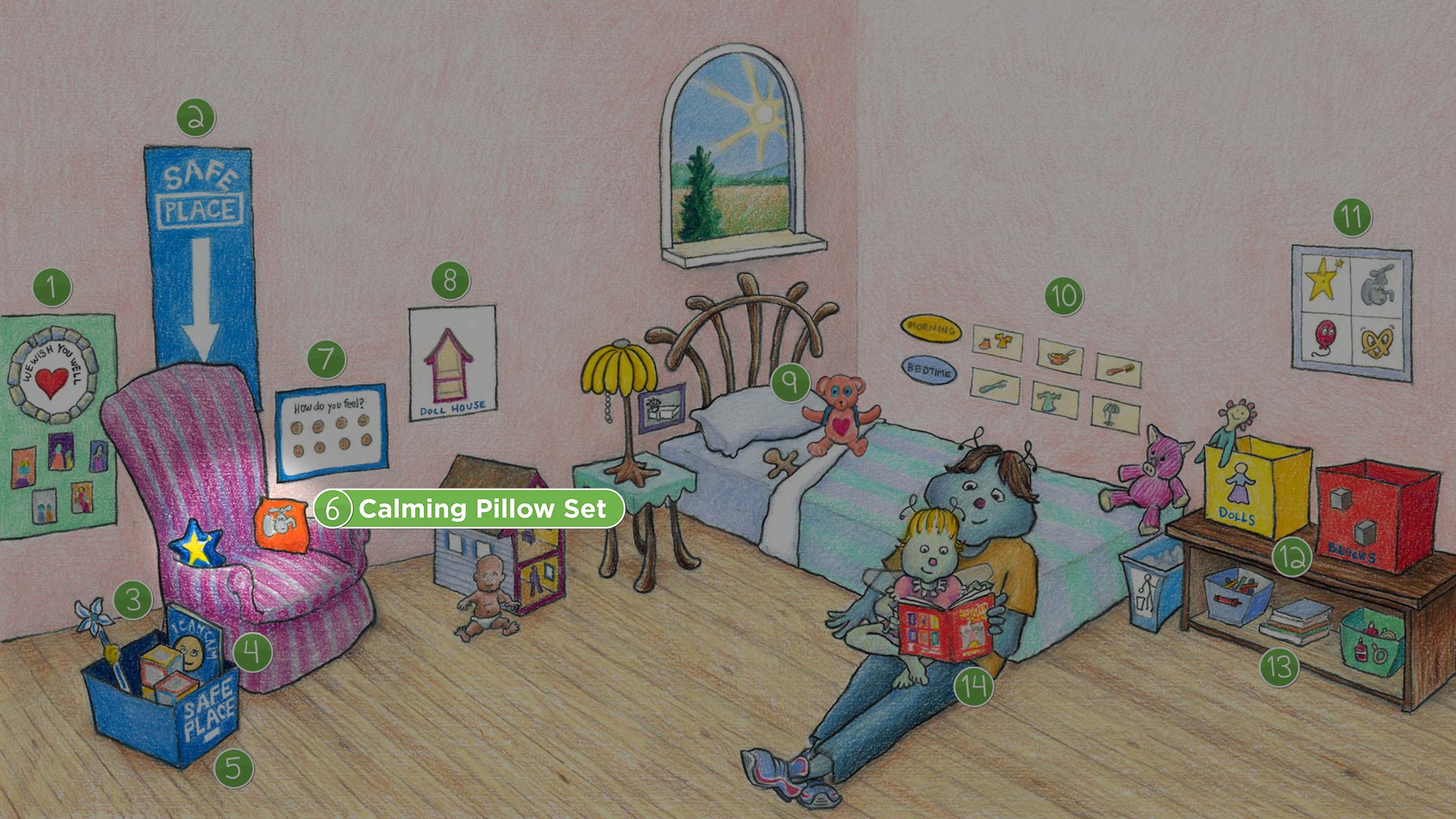 Toddler Bedroom: Calming Pillow Set