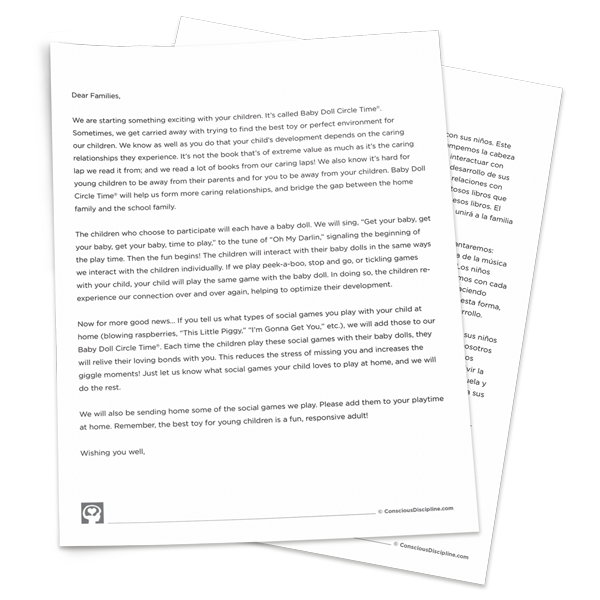 Baby Doll Circle Time Parent Letter