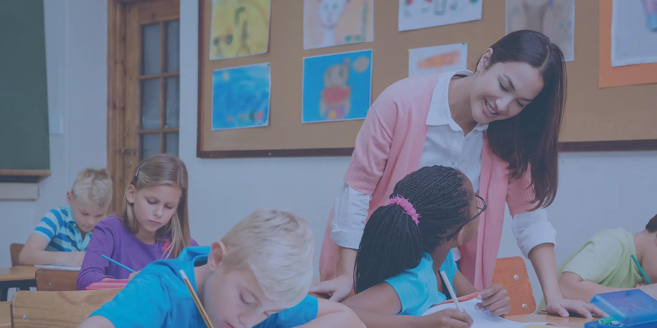 Teacher with students in classroom