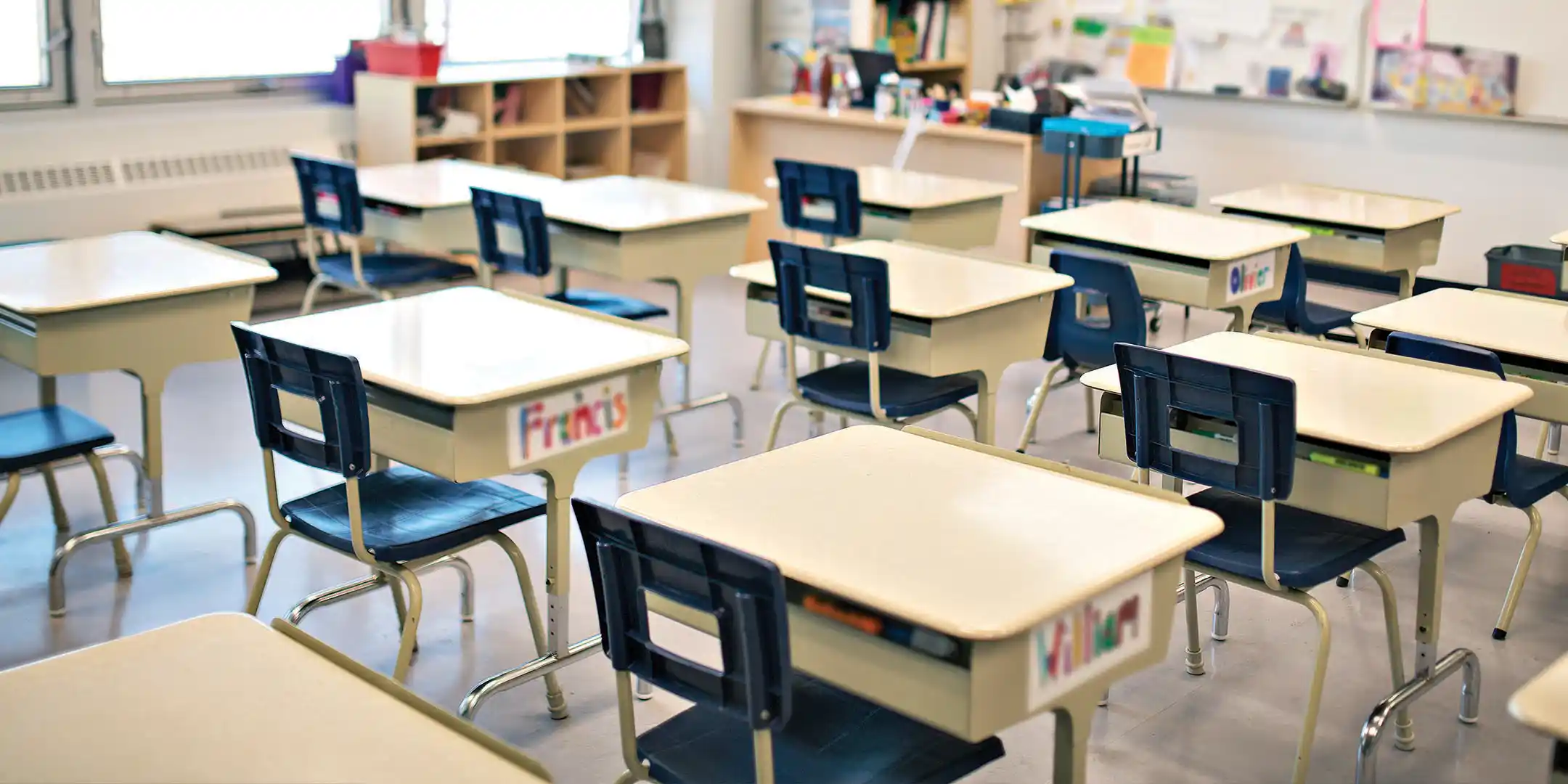 Desks in a school